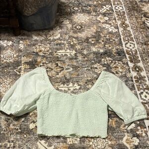 American Eagle Outfitters Light Green/ blue Crop Top